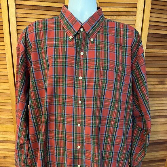 JOS. A. BANK TRAVELER'S COLL. SZ XXL LS HOLIDAY TARTAN PLAID DRESS SHIRT - Picture 2 of 9